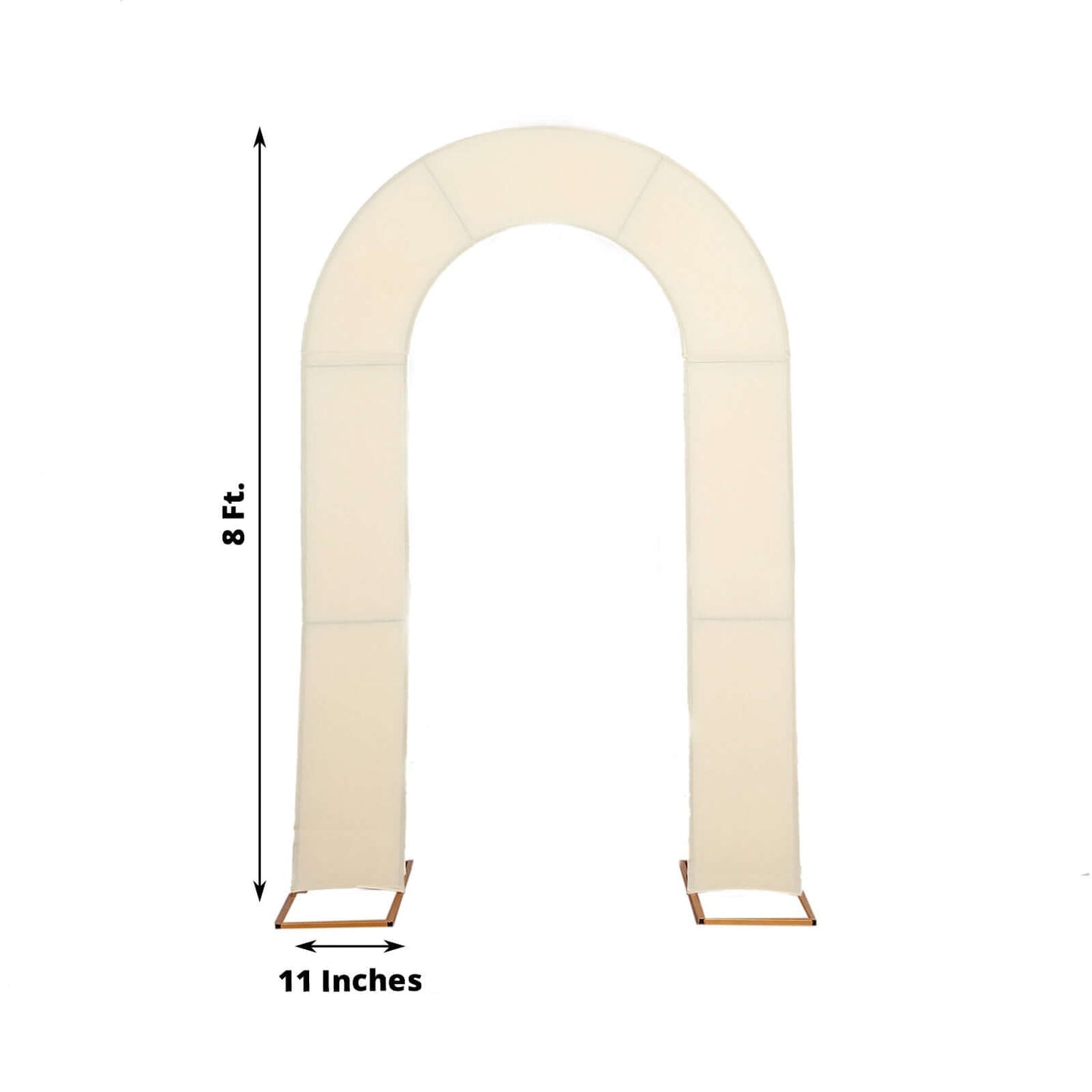 8ft Beige Spandex Fitted Open Arch Wedding Arch Cover, Double-Sided U-Shaped Backdrop Slipcover
