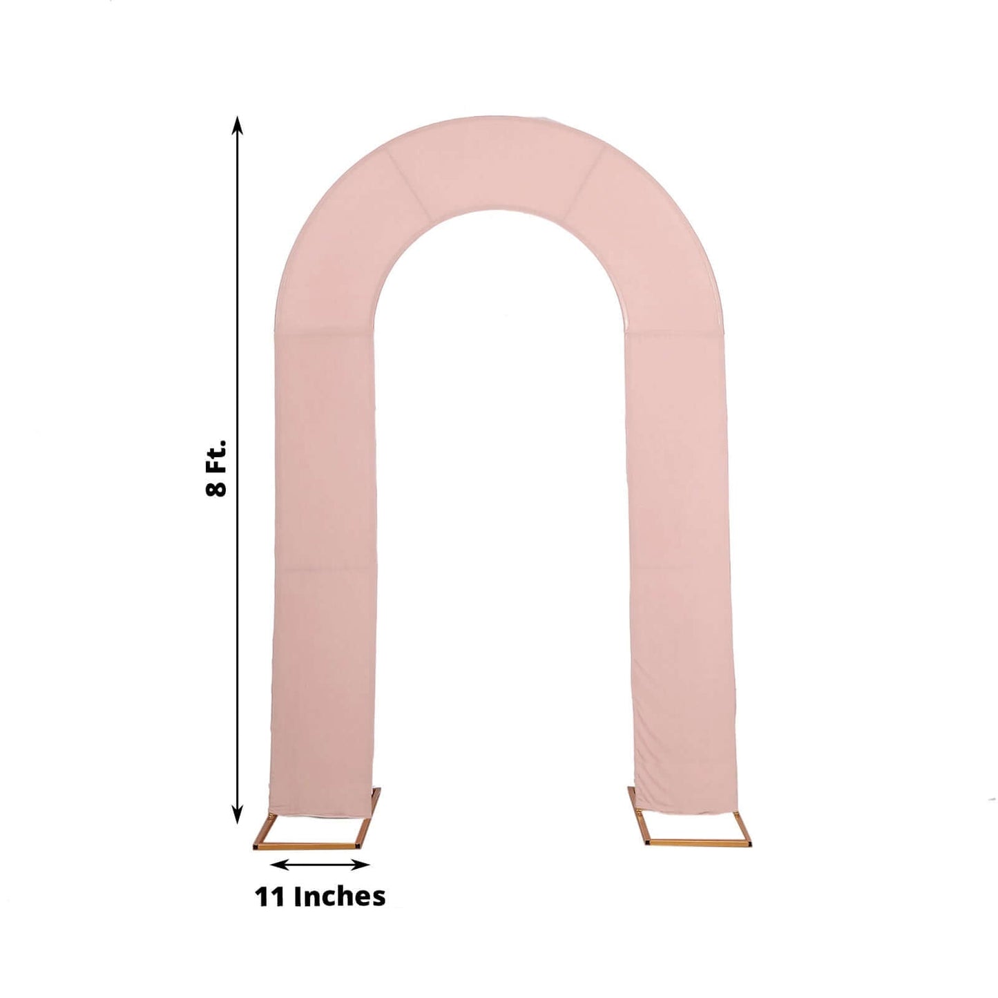 8ft Dusty Rose Spandex Fitted Open Arch Wedding Arch Cover, Double-Sided U-Shaped Backdrop Slipcover