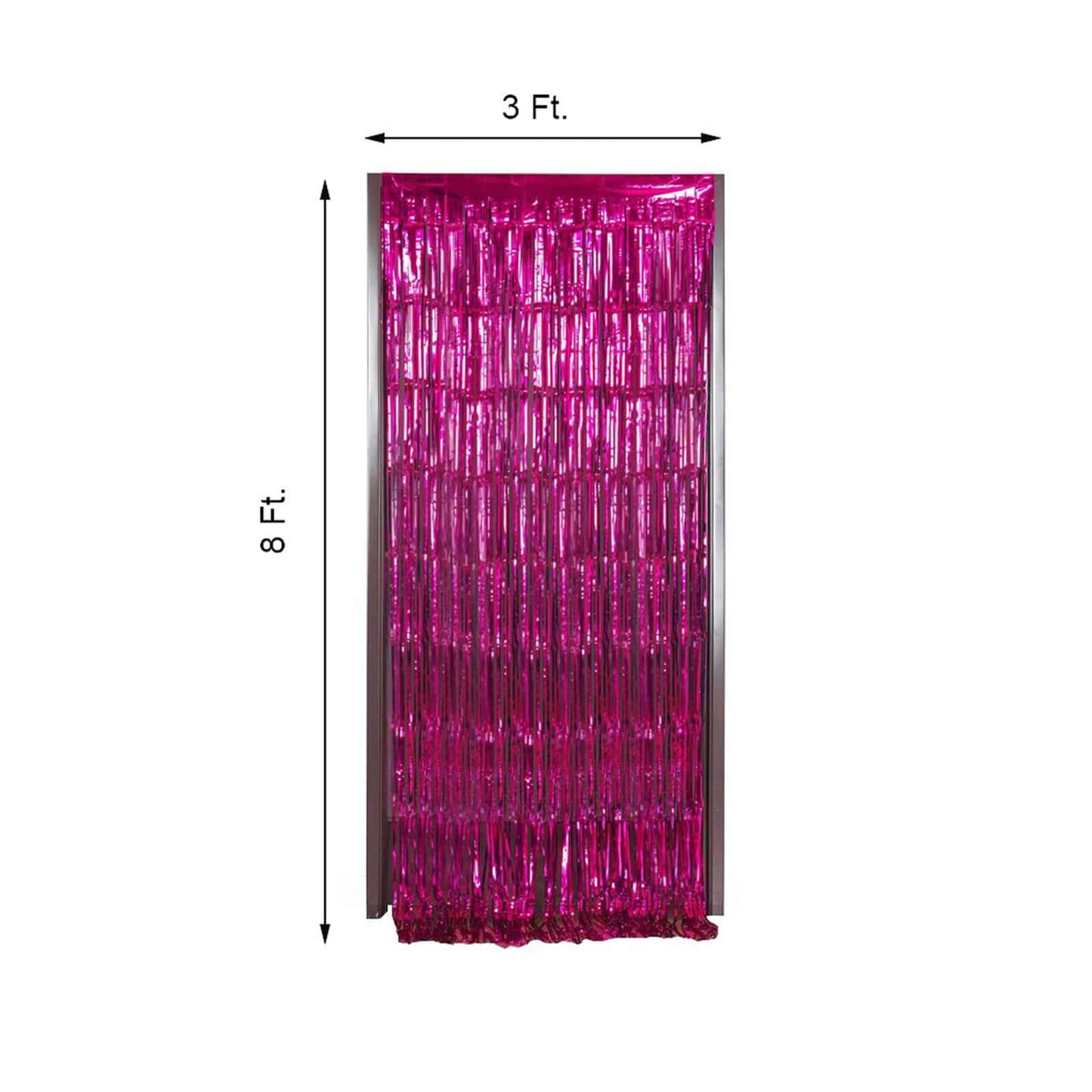 8ft Fuchsia Metallic Tinsel Foil Fringe Doorway Curtain Party Backdrop - Linen Luxes
