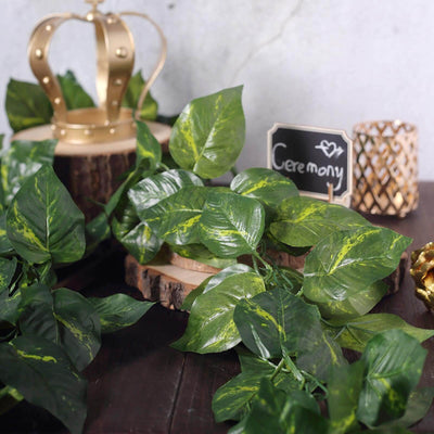 8ft Green UV Protected Artificial Silk Ivy Leaf Garland Vine, Outdoor Indoor - Linen Luxes