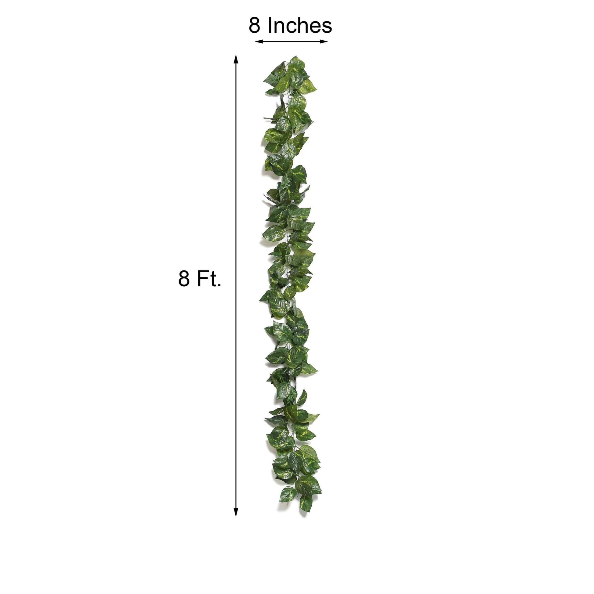 8ft Green UV Protected Artificial Silk Ivy Leaf Garland Vine, Outdoor Indoor - Linen Luxes
