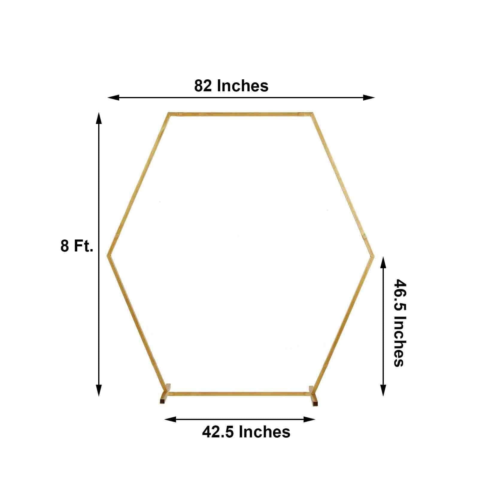 8ft Heavy Duty Gold Metal Hexagonal Wedding Arbor Photo Backdrop Stand - Linen Luxes