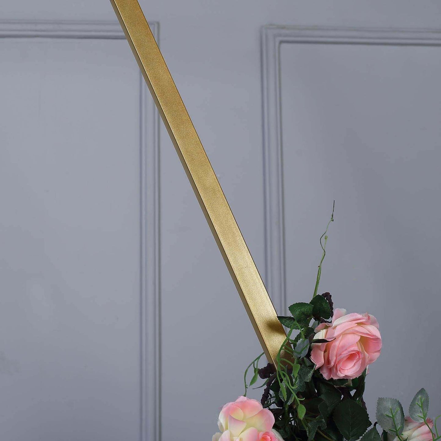 8ft Heavy Duty Gold Metal Hexagonal Wedding Arbor Photo Backdrop Stand - Linen Luxes