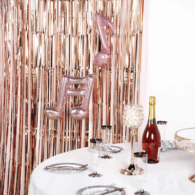 8ft Rose Gold Metallic Tinsel Foil Fringe Doorway Curtain Party Backdrop - Linen Luxes