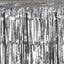 8ft Silver Metallic Tinsel Foil Fringe Doorway Curtain Party Backdrop - Linen Luxes