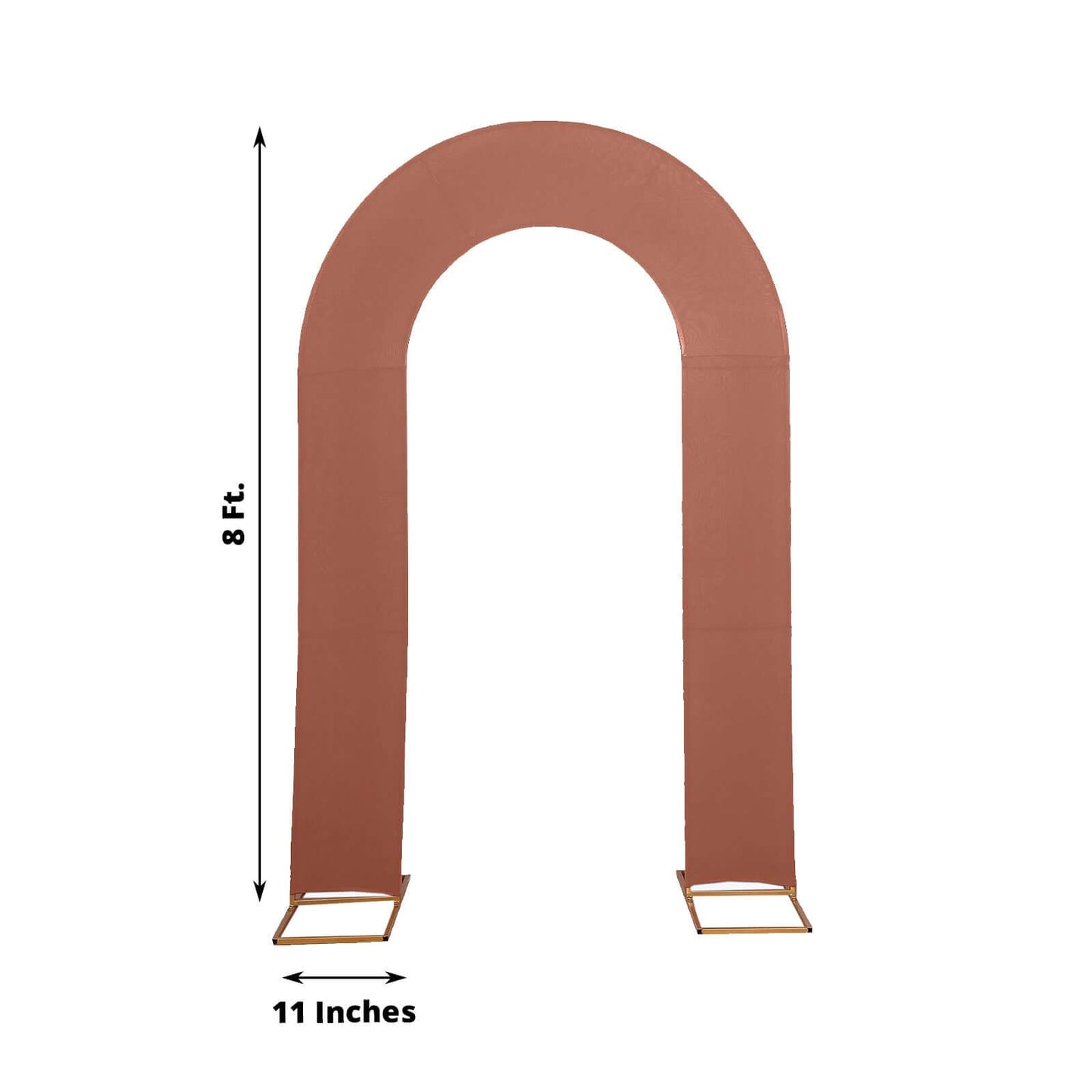 8ft Terracotta (Rust) Spandex Fitted Open Arch Wedding Arch Cover, Double-Sided U-Shaped Backdrop Slipcover
