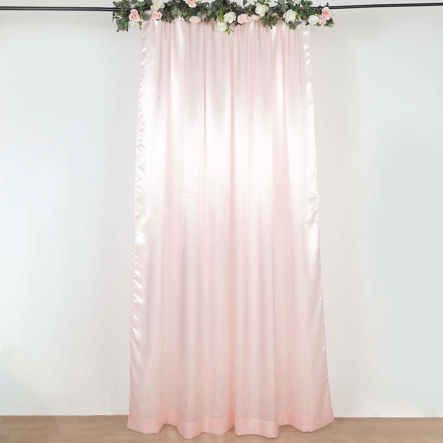 8ftx10ft Blush Satin Event Curtain Drapes, Backdrop Event Panel