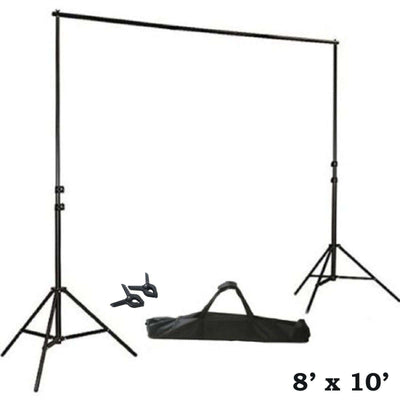 8ftX10ft Metal Adjustable Photography Backdrop Stand Kit and FREE Clips - Linen Luxes