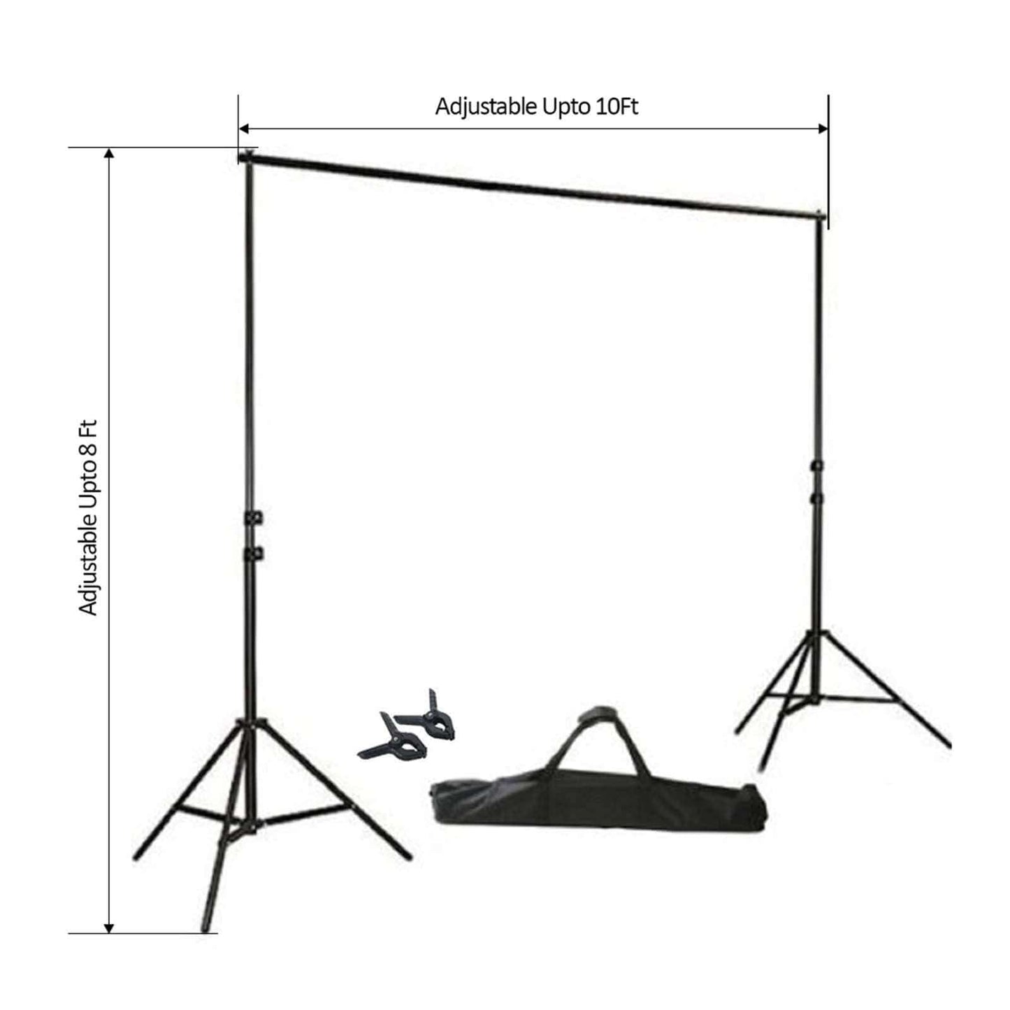 8ftX10ft Metal Adjustable Photography Backdrop Stand Kit and FREE Clips - Linen Luxes