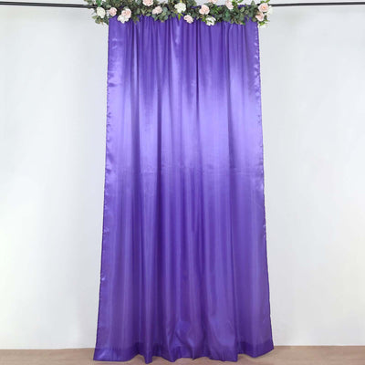 8ftx10ft Purple Satin Event Curtain Drapes, Backdrop Event Panel