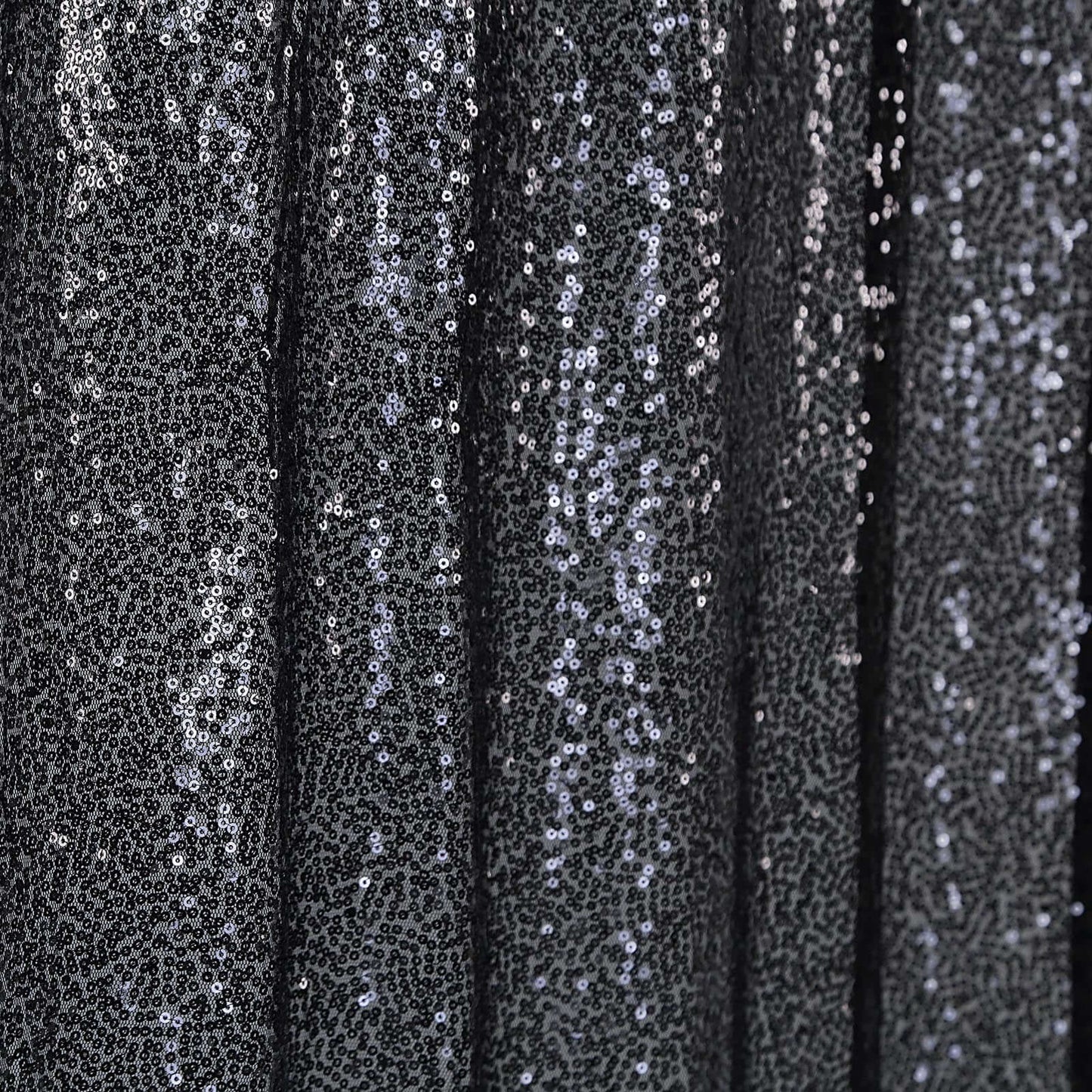 8ftx8ft Black Sequin Event Curtain Drapes, Backdrop Event Panel - Linen Luxes