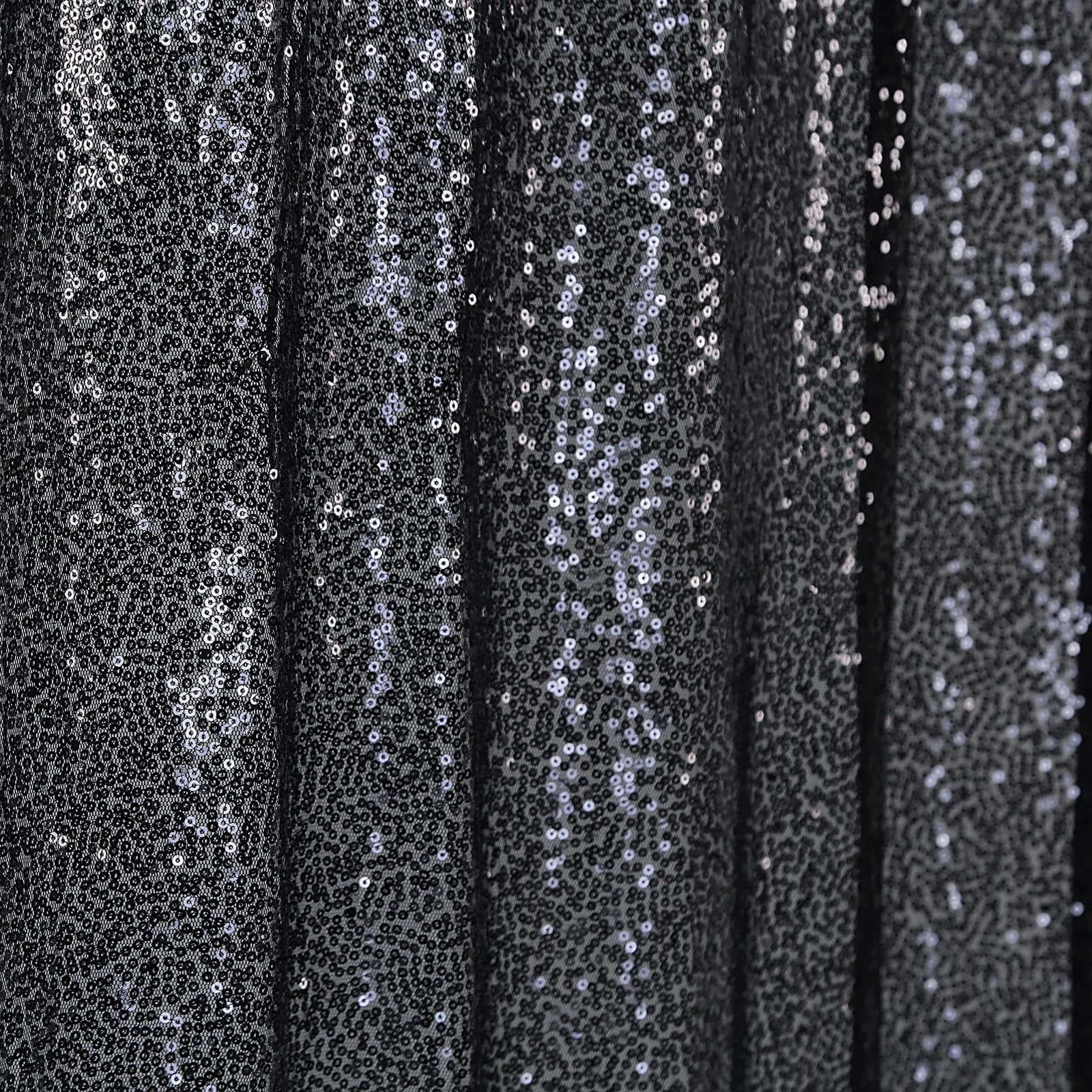 8ftx8ft Black Sequin Event Curtain Drapes, Backdrop Event Panel - Linen Luxes