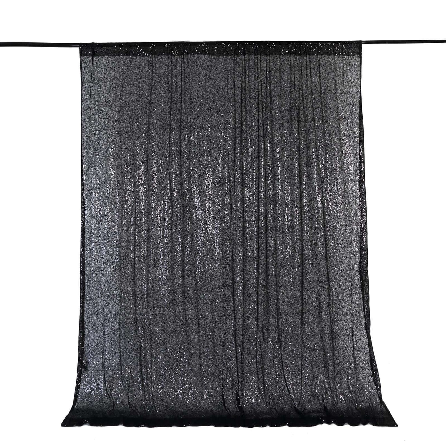 8ftx8ft Black Sequin Event Curtain Drapes, Backdrop Event Panel - Linen Luxes