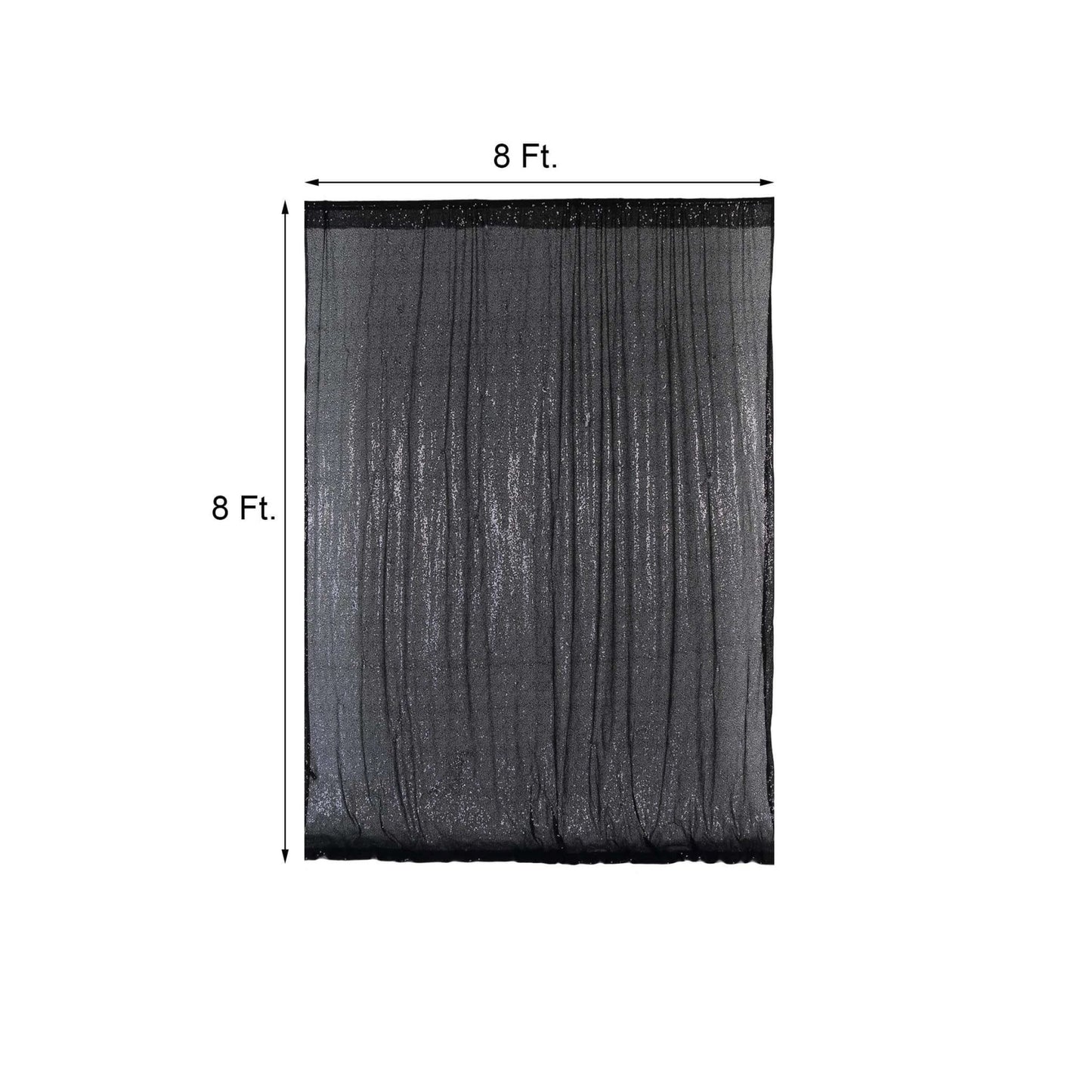 8ftx8ft Black Sequin Event Curtain Drapes, Backdrop Event Panel - Linen Luxes