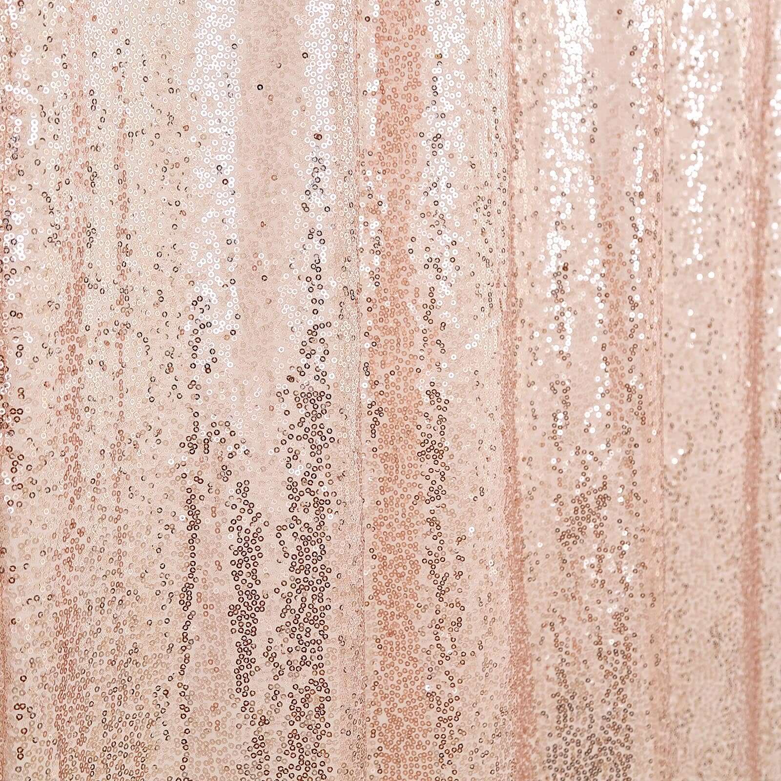 8ftx8ft Blush Sequin Event Curtain Drapes, Backdrop Event Panel - Linen Luxes