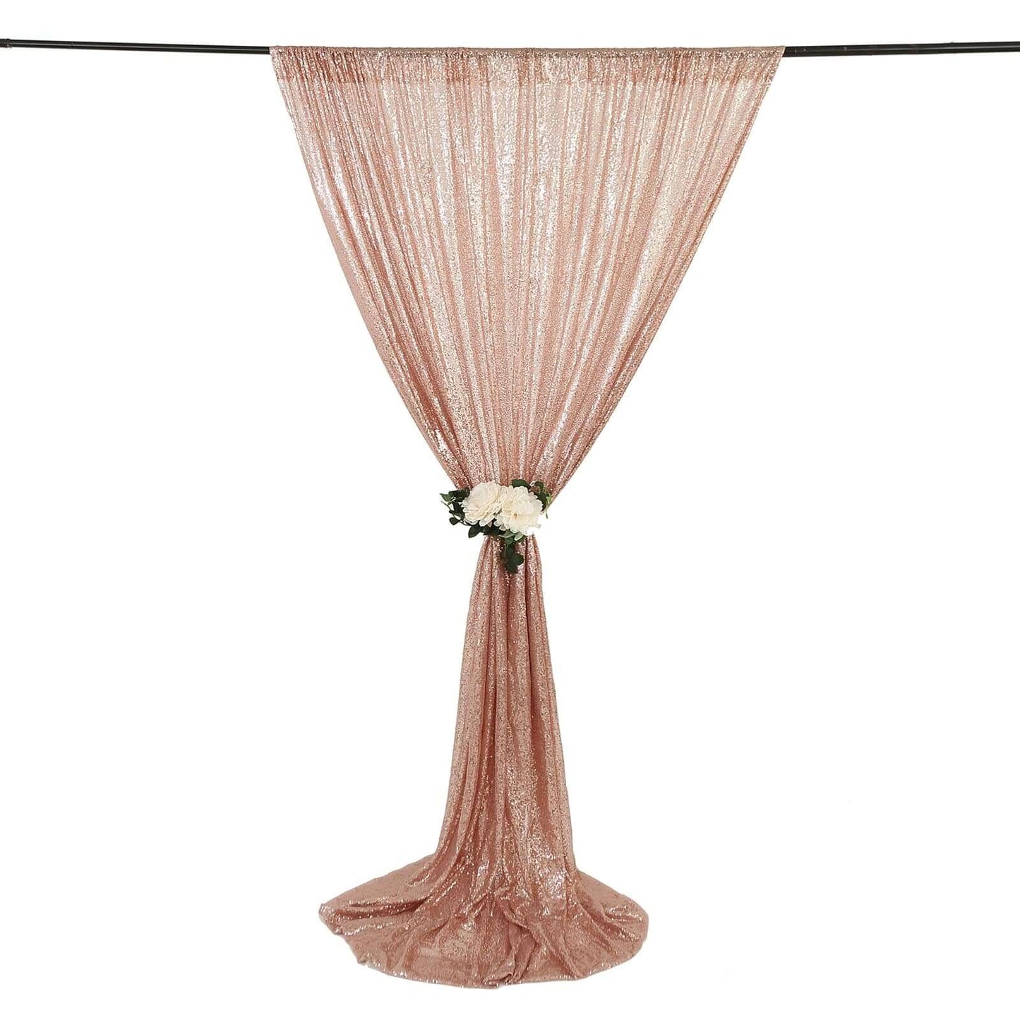 8ftx8ft Blush Sequin Event Curtain Drapes, Backdrop Event Panel - Linen Luxes