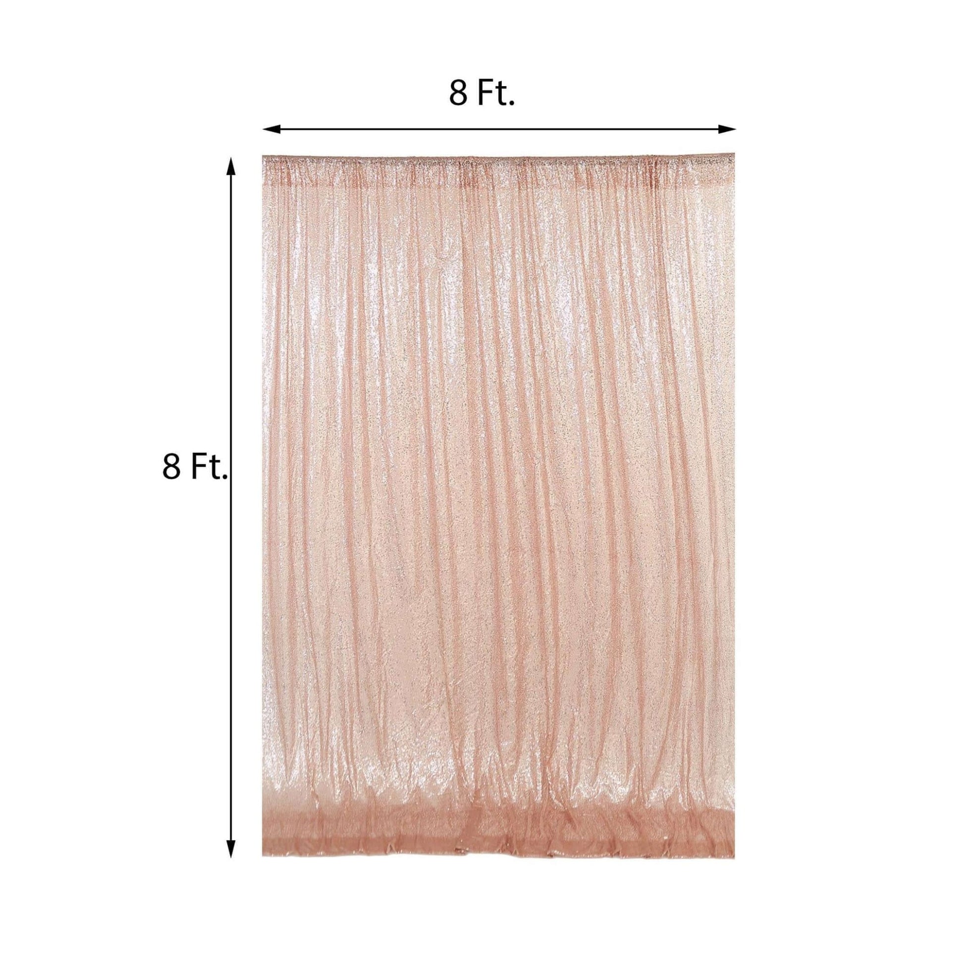 8ftx8ft Blush Sequin Event Curtain Drapes, Backdrop Event Panel - Linen Luxes