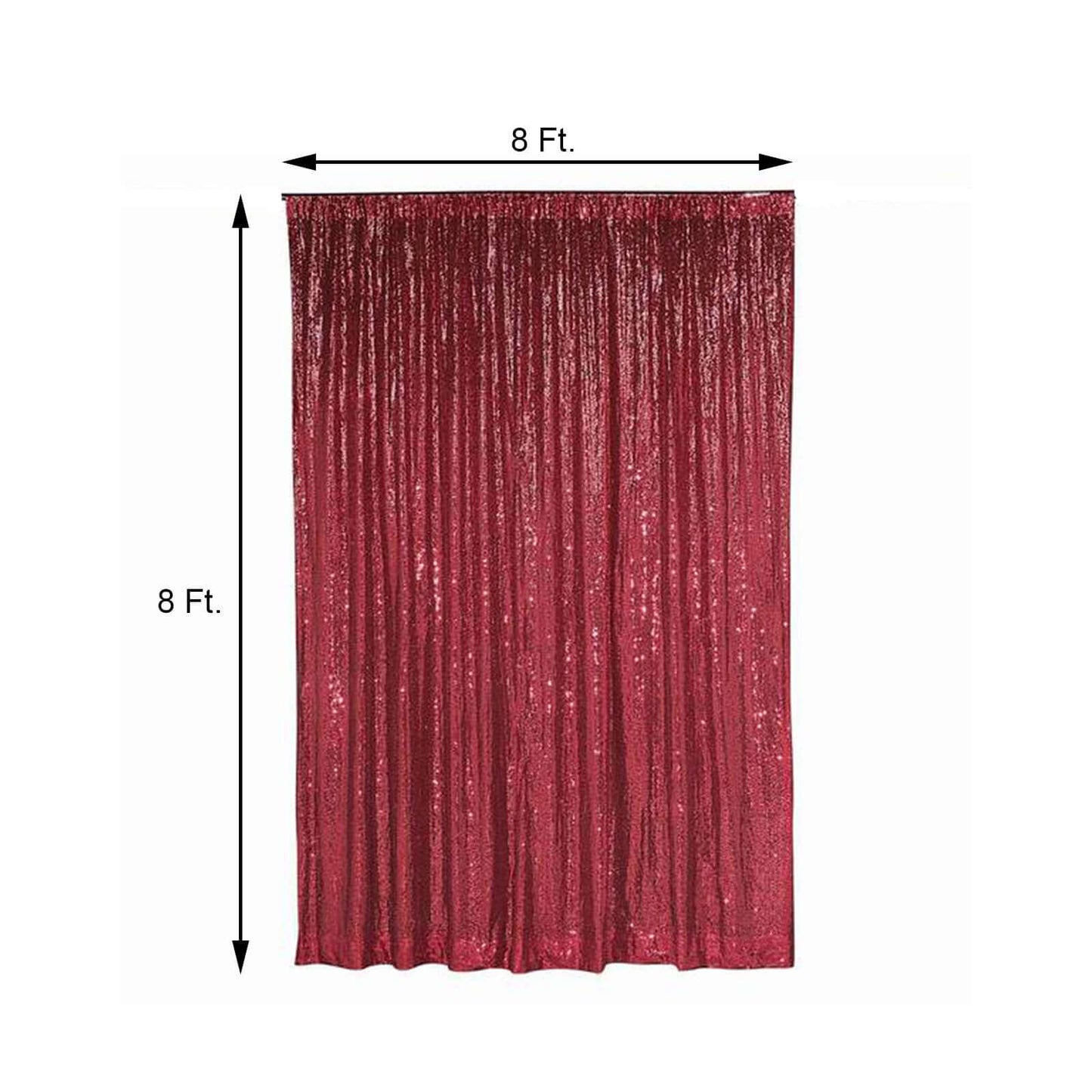 8ftx8ft Burgundy Sequin Event Curtain Drapes, Backdrop Event Panel - Linen Luxes