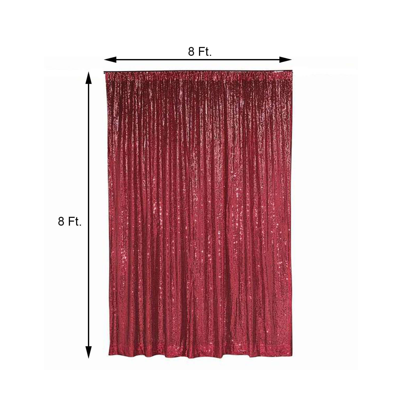 8ftx8ft Burgundy Sequin Event Curtain Drapes, Backdrop Event Panel - Linen Luxes