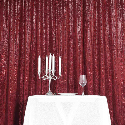 8ftx8ft Burgundy Sequin Event Curtain Drapes, Backdrop Event Panel - Linen Luxes