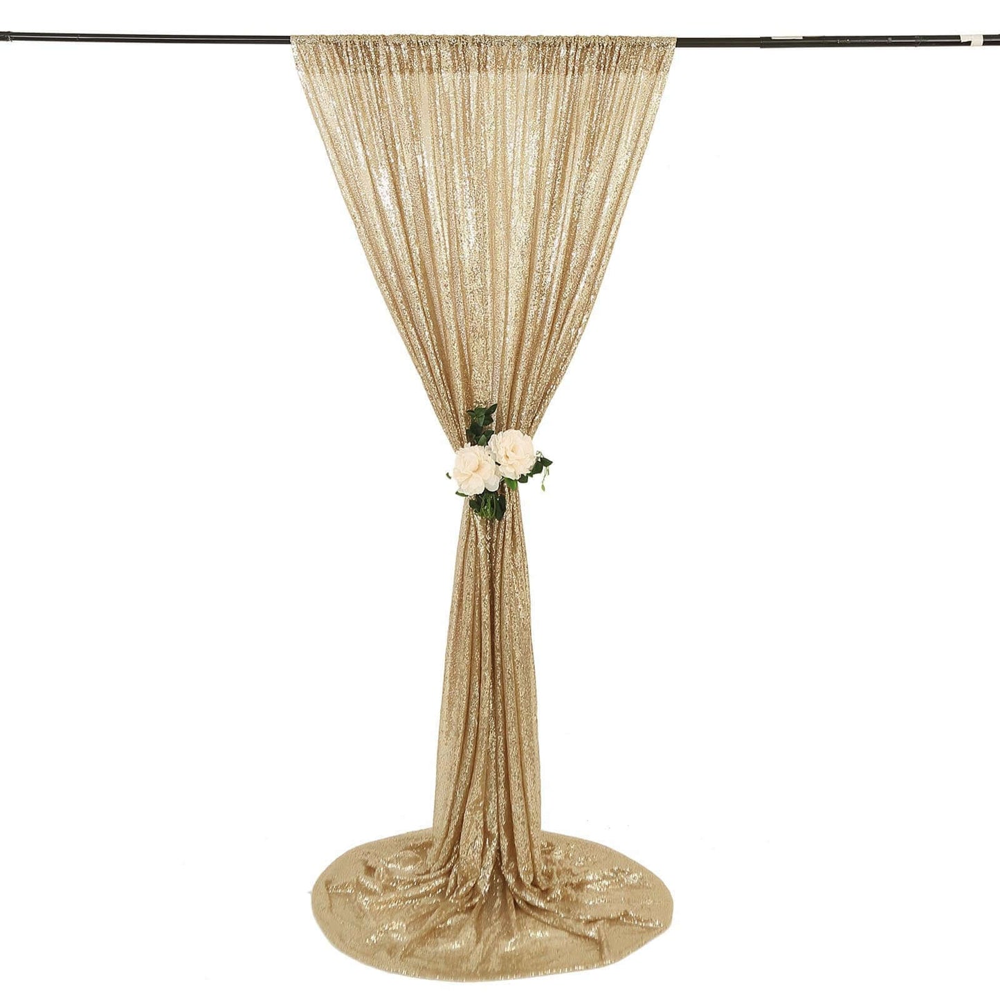 8ftx8ft Champagne Sequin Event Curtain Drapes, Backdrop Event Panel - Linen Luxes