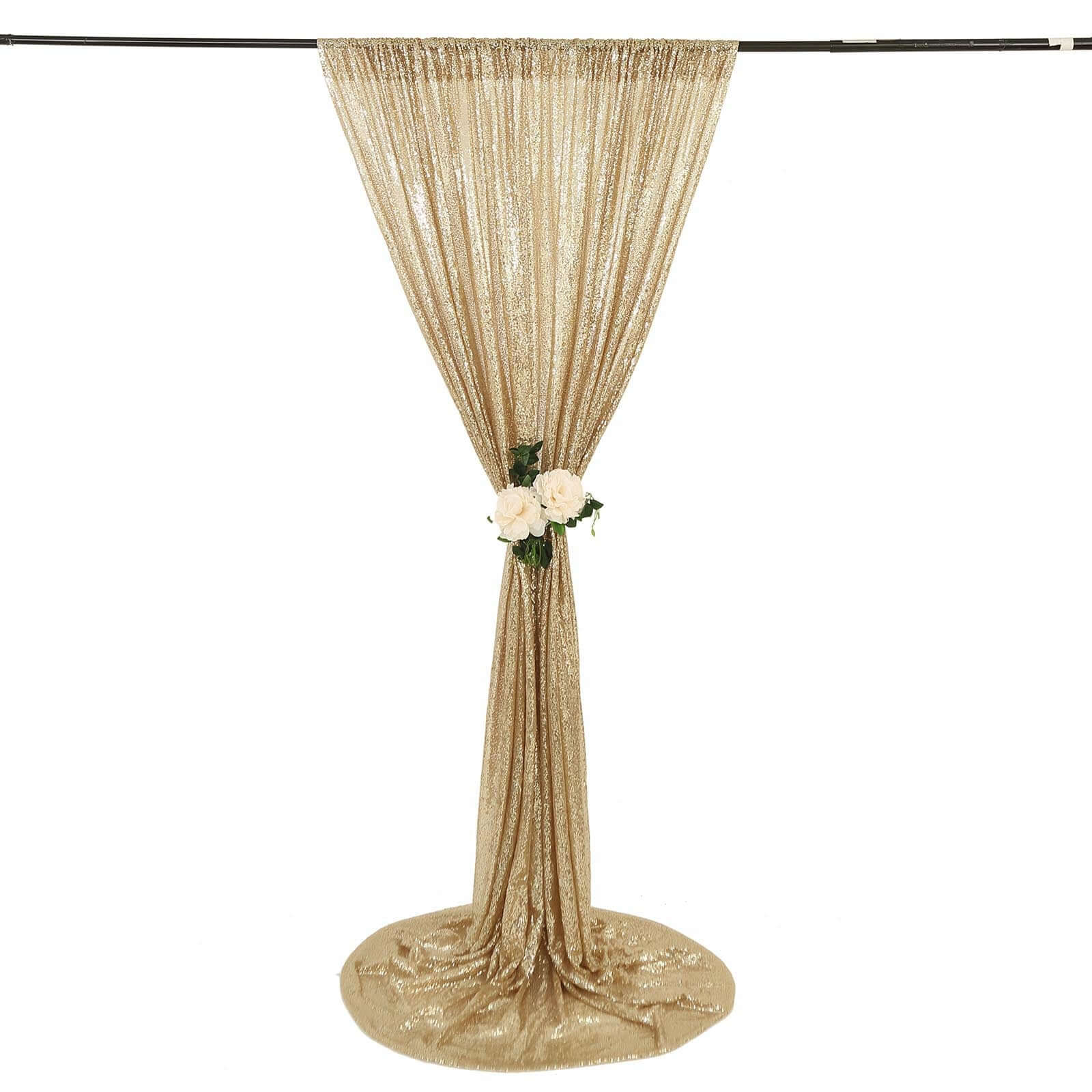 8ftx8ft Champagne Sequin Event Curtain Drapes, Backdrop Event Panel - Linen Luxes