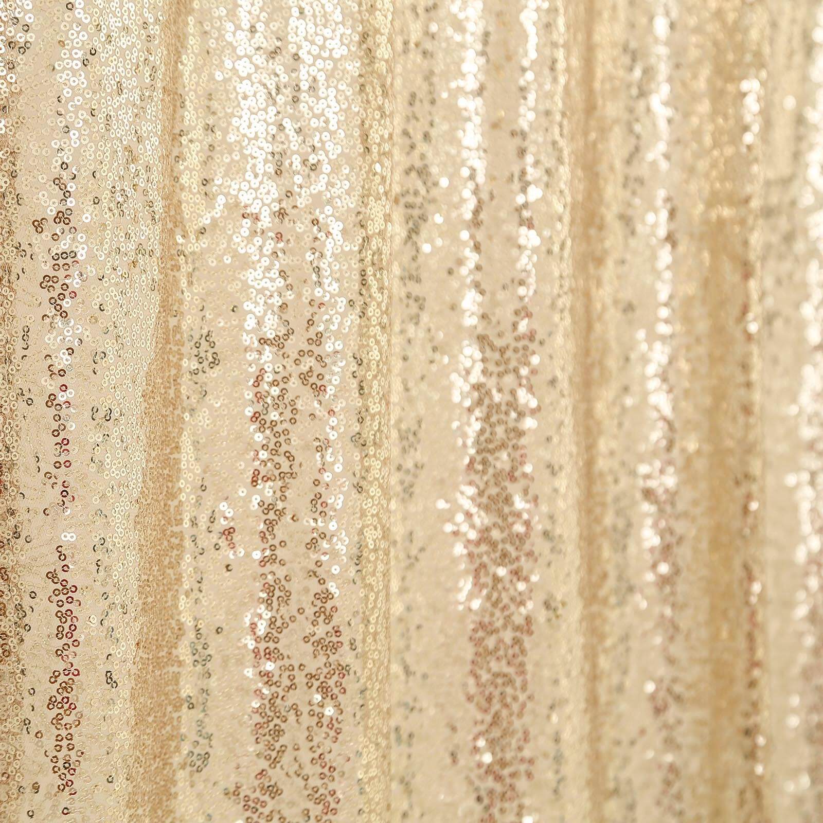8ftx8ft Champagne Sequin Event Curtain Drapes, Backdrop Event Panel - Linen Luxes
