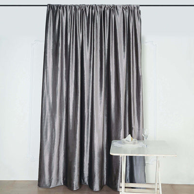 Charcoal Gray Crushed Velvet Backdrop Curtain â€“ 8ft x 8ft Event Drape with Rod Pocket, Privacy Panel for Photo Booths & Events