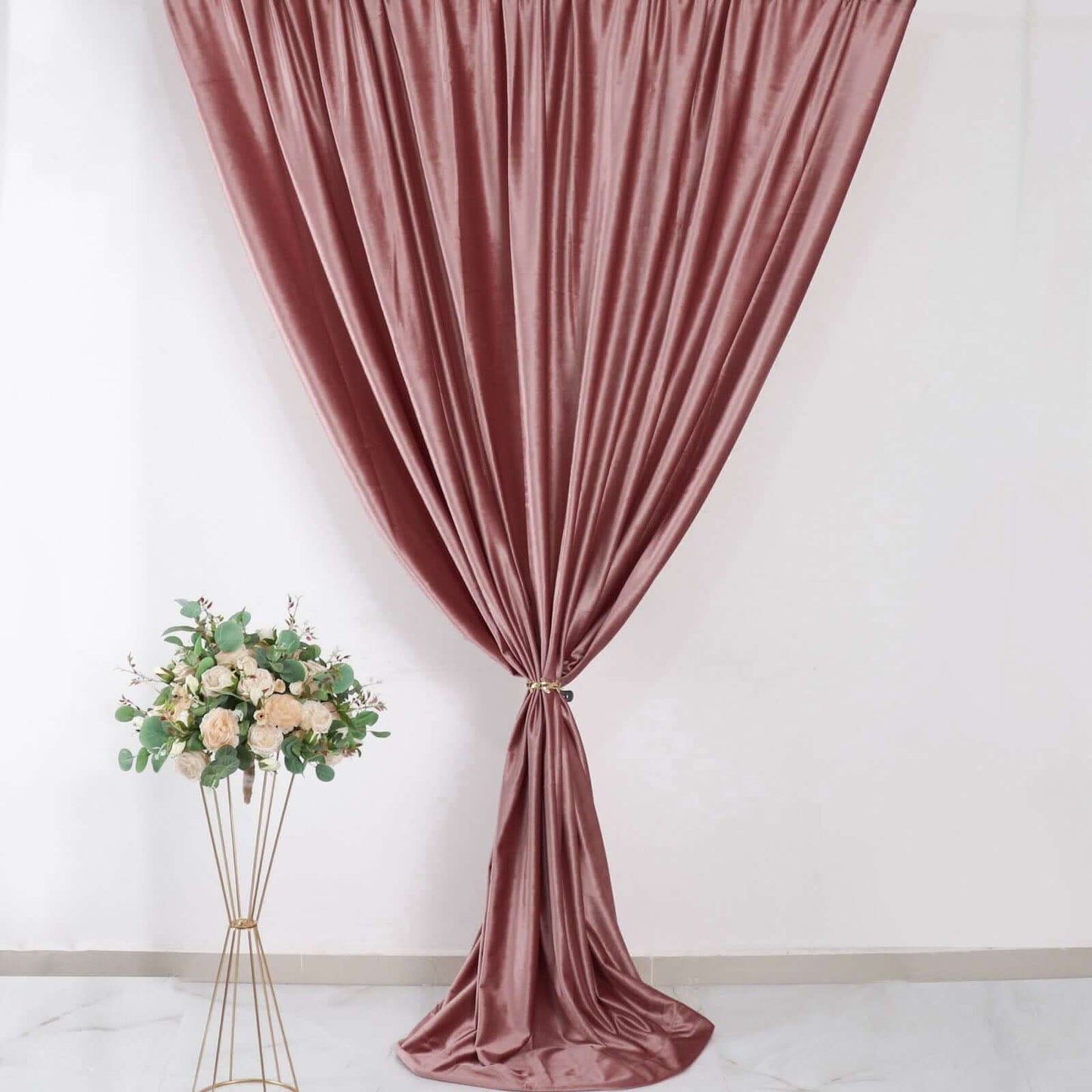 Dusty Rose Crushed Velvet Backdrop Curtain â€“ 8ft x 8ft Event Drape with Rod Pocket, Privacy Panel for Photo Booths & Events