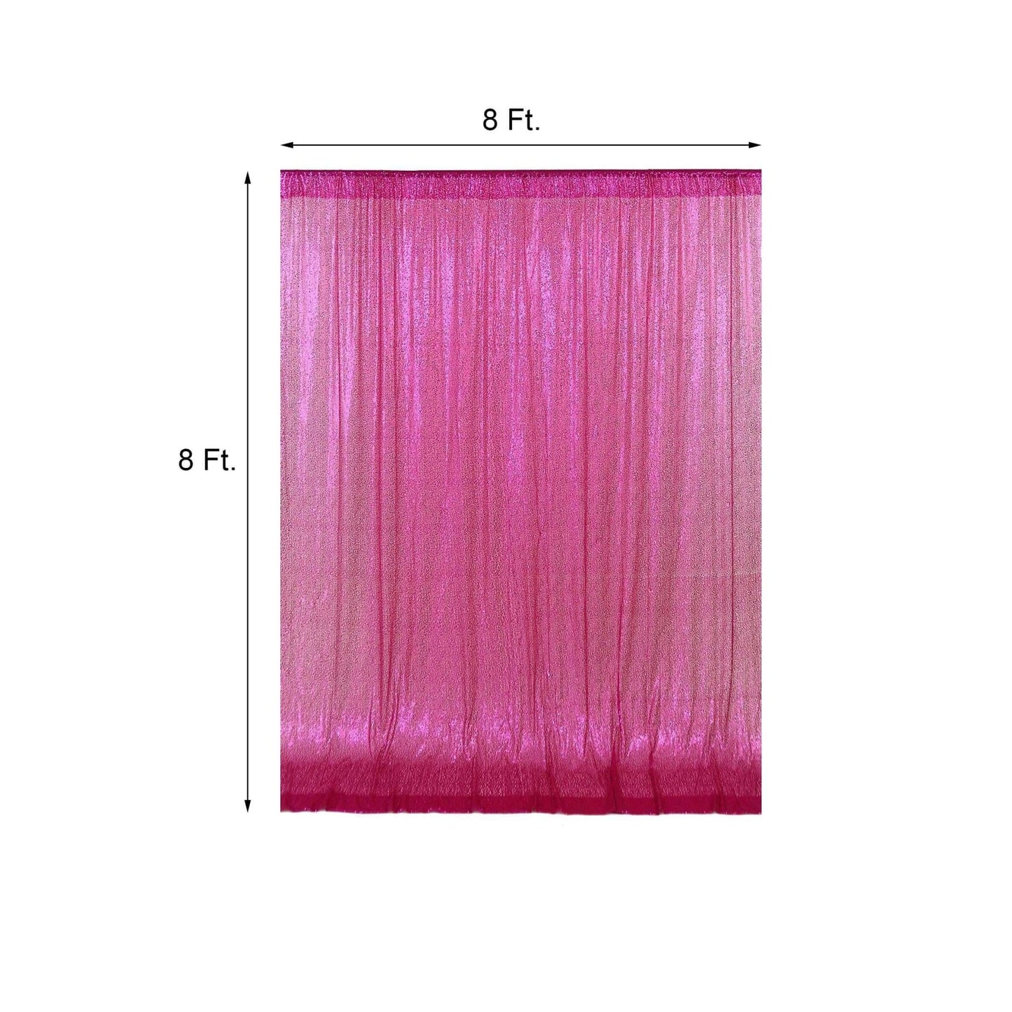 8ftx8ft Fuchsia Sequin Event Curtain Drapes, Backdrop Event Panel - Linen Luxes