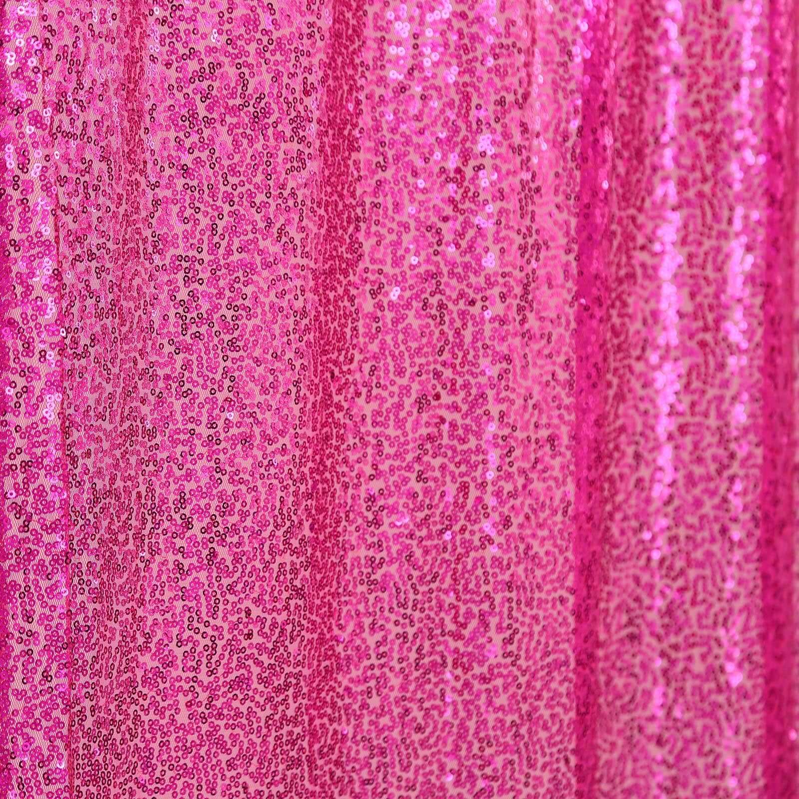8ftx8ft Fuchsia Sequin Event Curtain Drapes, Backdrop Event Panel - Linen Luxes
