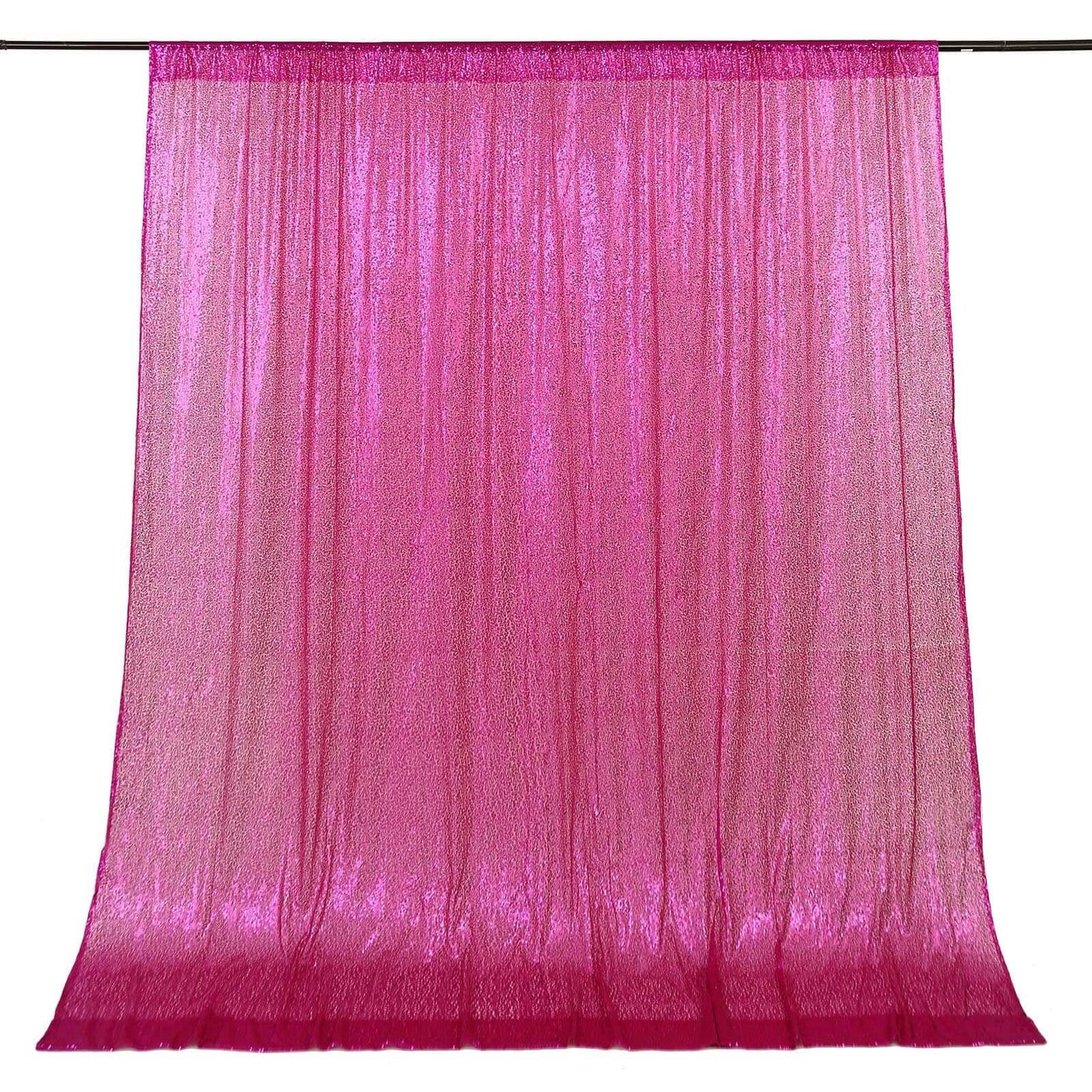 8ftx8ft Fuchsia Sequin Event Curtain Drapes, Backdrop Event Panel - Linen Luxes