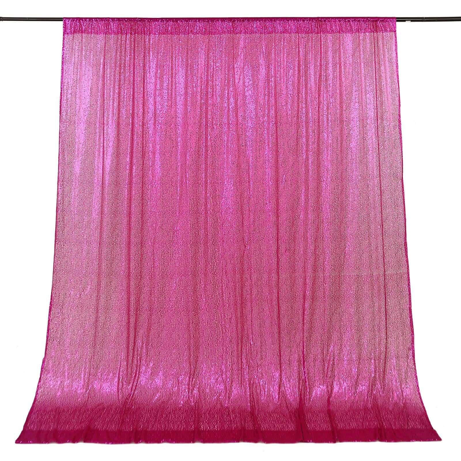 8ftx8ft Fuchsia Sequin Event Curtain Drapes, Backdrop Event Panel - Linen Luxes