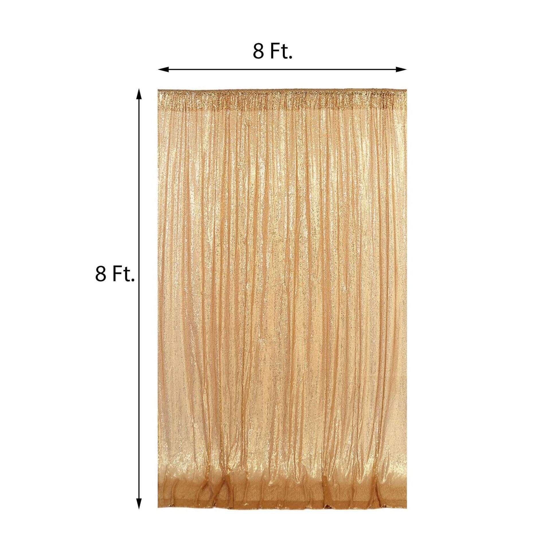 8ftx8ft Gold Sequin Event Curtain Drapes, Backdrop Event Panel - Linen Luxes