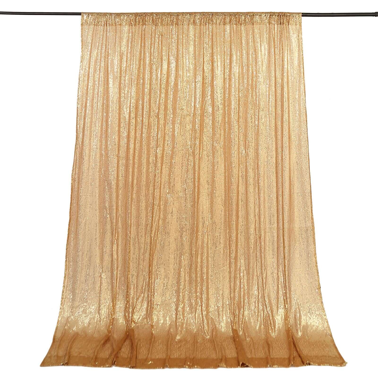 8ftx8ft Gold Sequin Event Curtain Drapes, Backdrop Event Panel - Linen Luxes