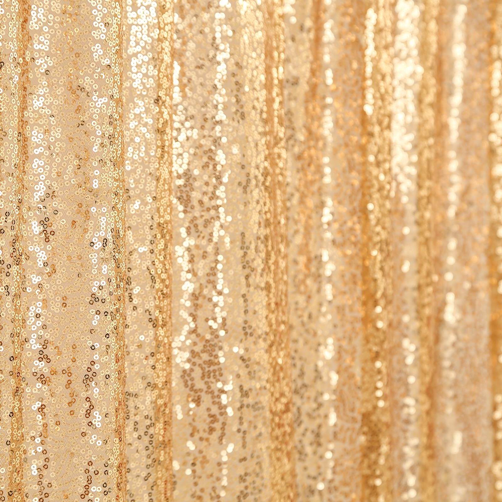 8ftx8ft Gold Sequin Event Curtain Drapes, Backdrop Event Panel - Linen Luxes