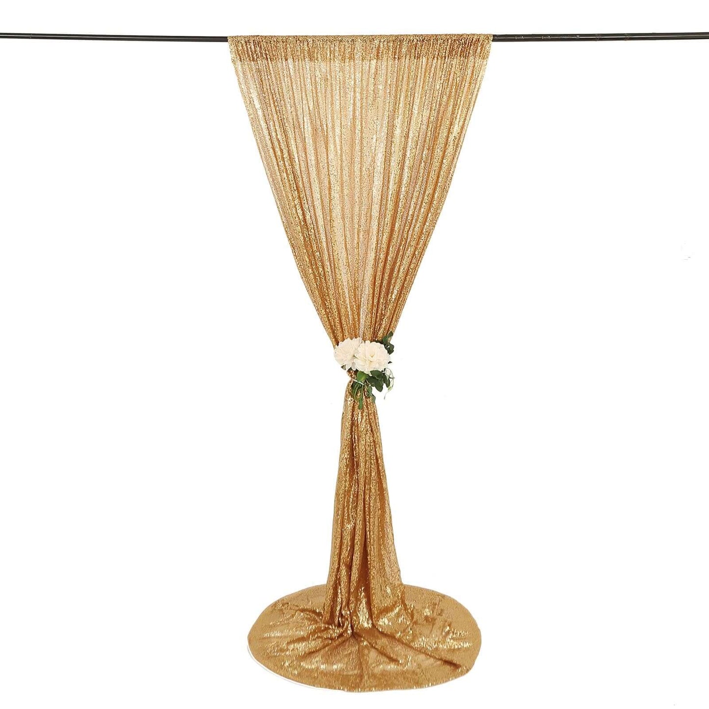 8ftx8ft Gold Sequin Event Curtain Drapes, Backdrop Event Panel - Linen Luxes