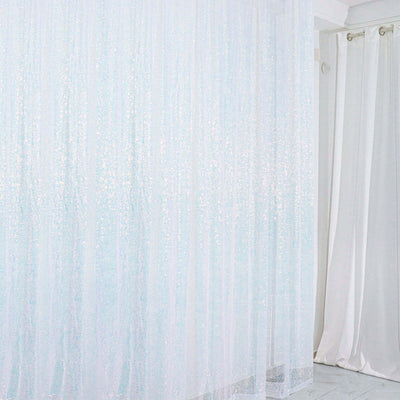 8ftx8ft Iridescent Blue Sequin Event Curtain Drapes, Backdrop Event Panel