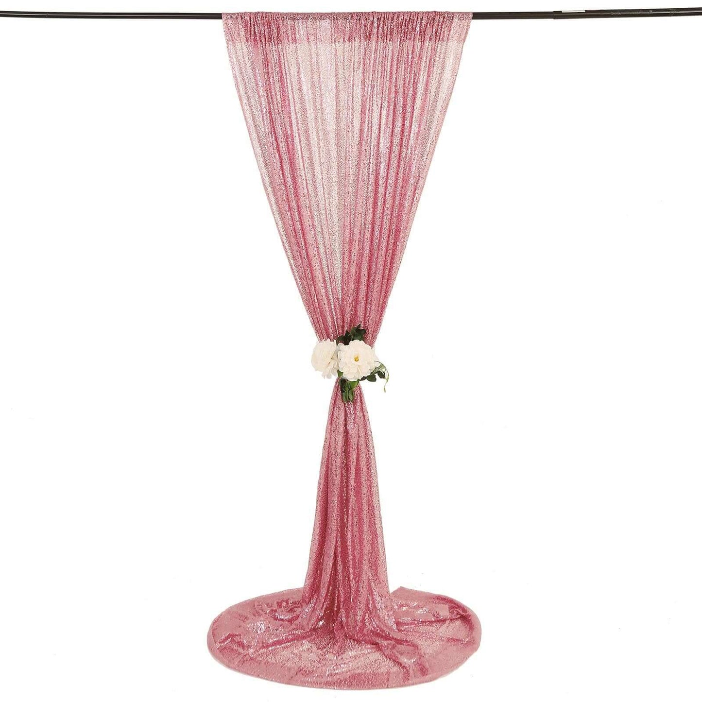 8ftx8ft Pink Sequin Event Curtain Drapes, Backdrop Event Panel - Linen Luxes