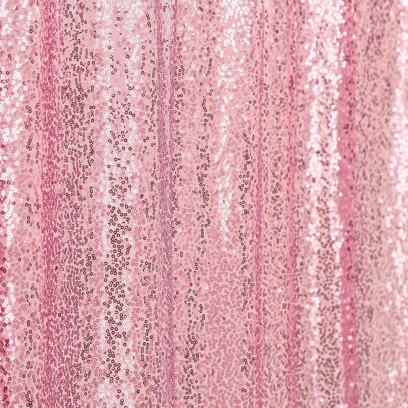 8ftx8ft Pink Sequin Event Curtain Drapes, Backdrop Event Panel - Linen Luxes