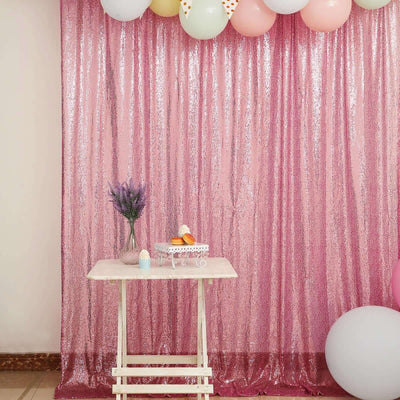 8ftx8ft Pink Sequin Event Curtain Drapes, Backdrop Event Panel - Linen Luxes
