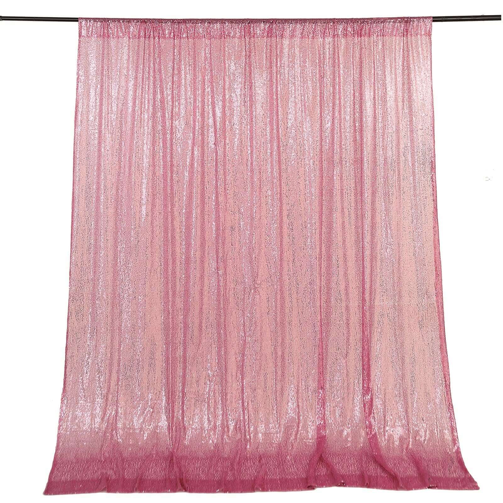 8ftx8ft Pink Sequin Event Curtain Drapes, Backdrop Event Panel - Linen Luxes