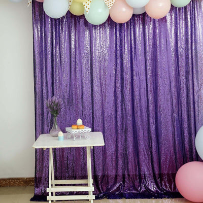 8ftx8ft Purple Sequin Event Curtain Drapes, Backdrop Event Panel - Linen Luxes