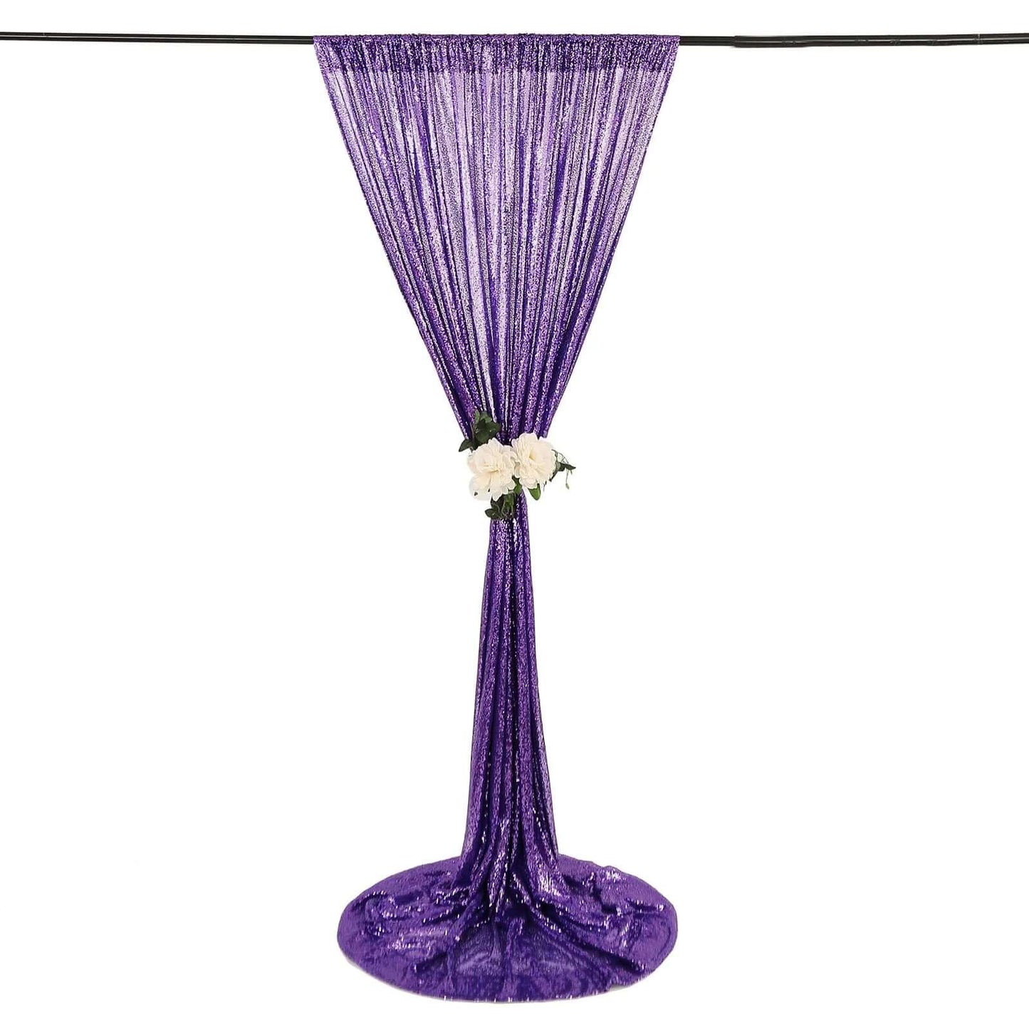 8ftx8ft Purple Sequin Event Curtain Drapes, Backdrop Event Panel - Linen Luxes