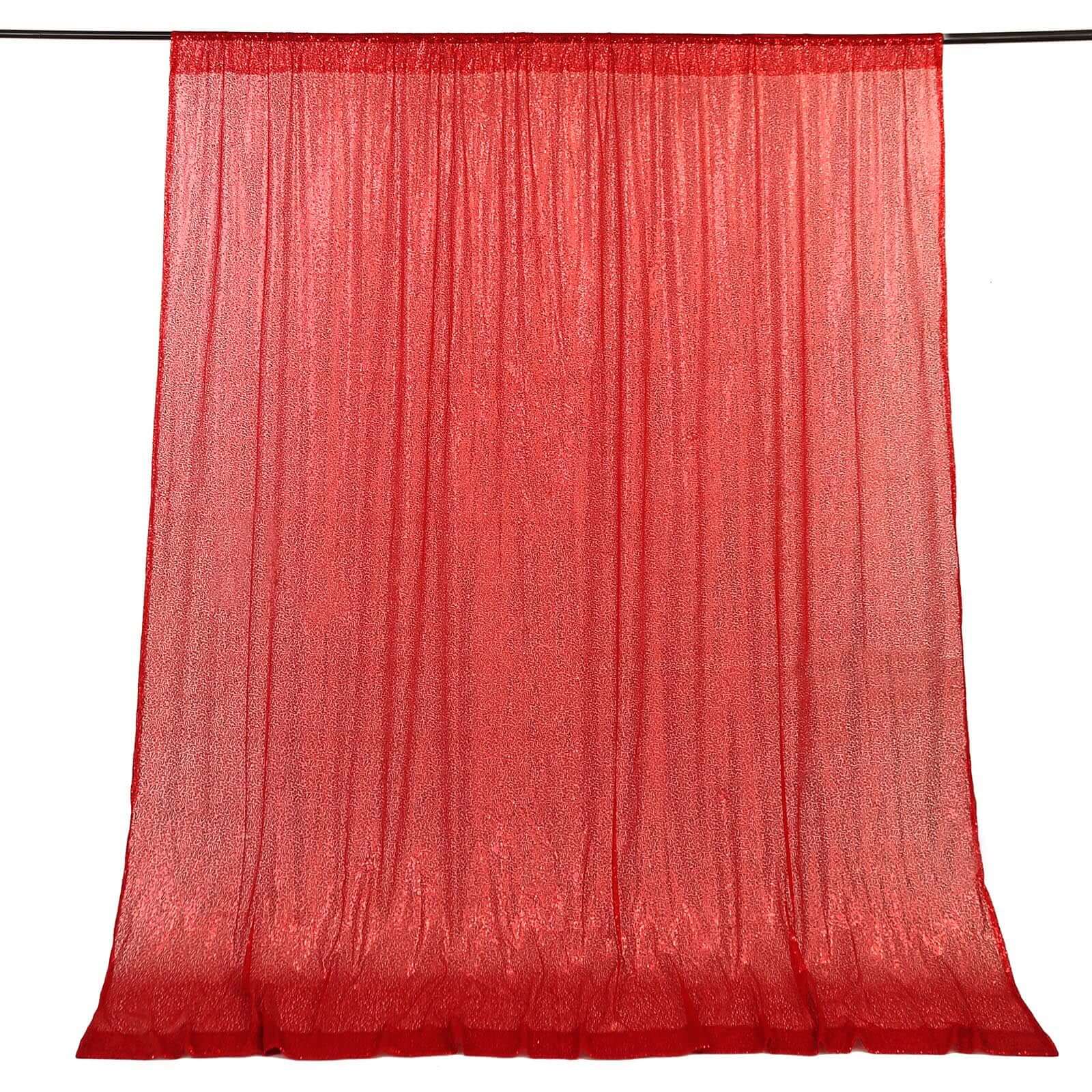 8ftx8ft Red Sequin Event Curtain Drapes, Backdrop Event Panel - Linen Luxes