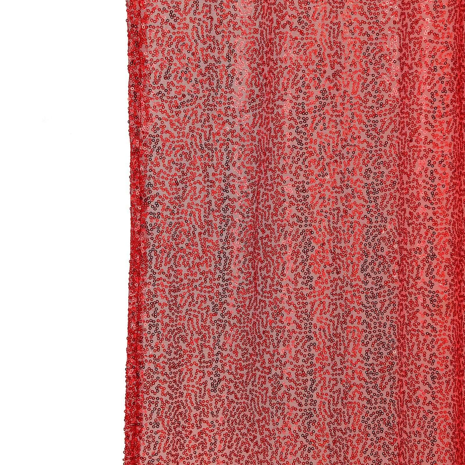 8ftx8ft Red Sequin Event Curtain Drapes, Backdrop Event Panel - Linen Luxes