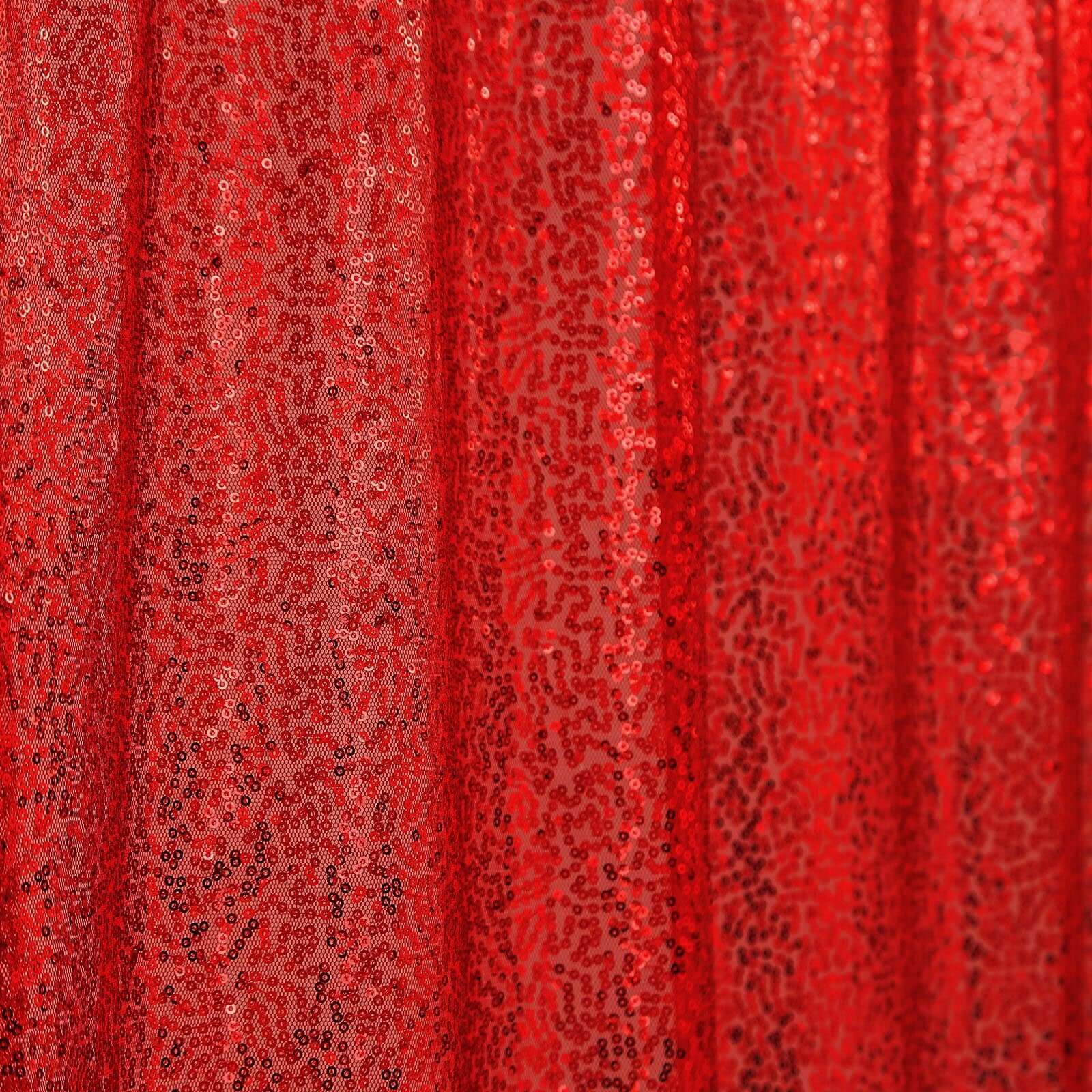 8ftx8ft Red Sequin Event Curtain Drapes, Backdrop Event Panel - Linen Luxes