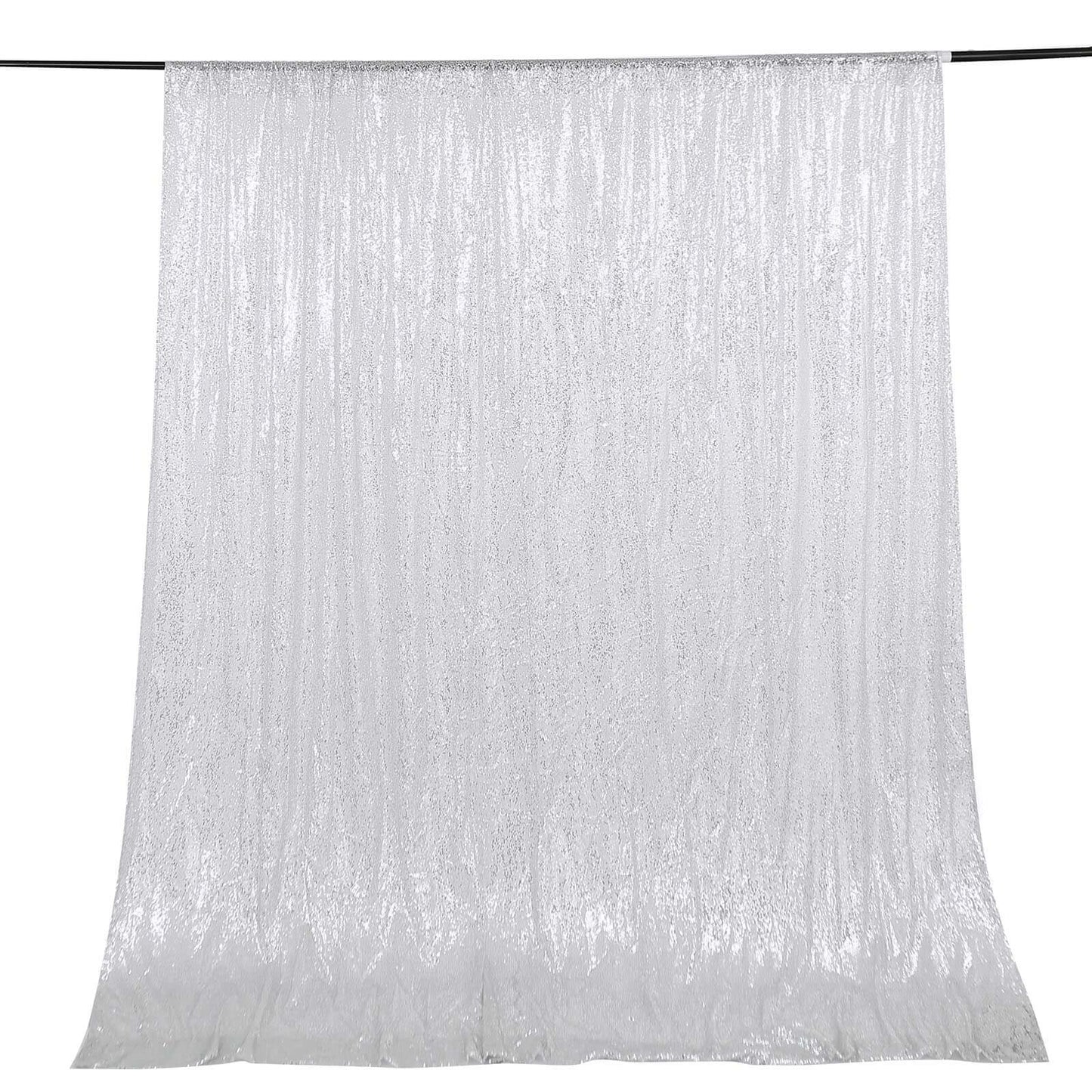 8ftx8ft Silver Sequin Event Curtain Drapes, Backdrop Event Panel - Linen Luxes
