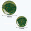 20-Pack Set Plastic Round Dinner and Salad Plates in Hunter Emerald Green with Geometric Gold Print - Modern Disposable Dinnerware Set for Weddings & Celebrations 9", 7"