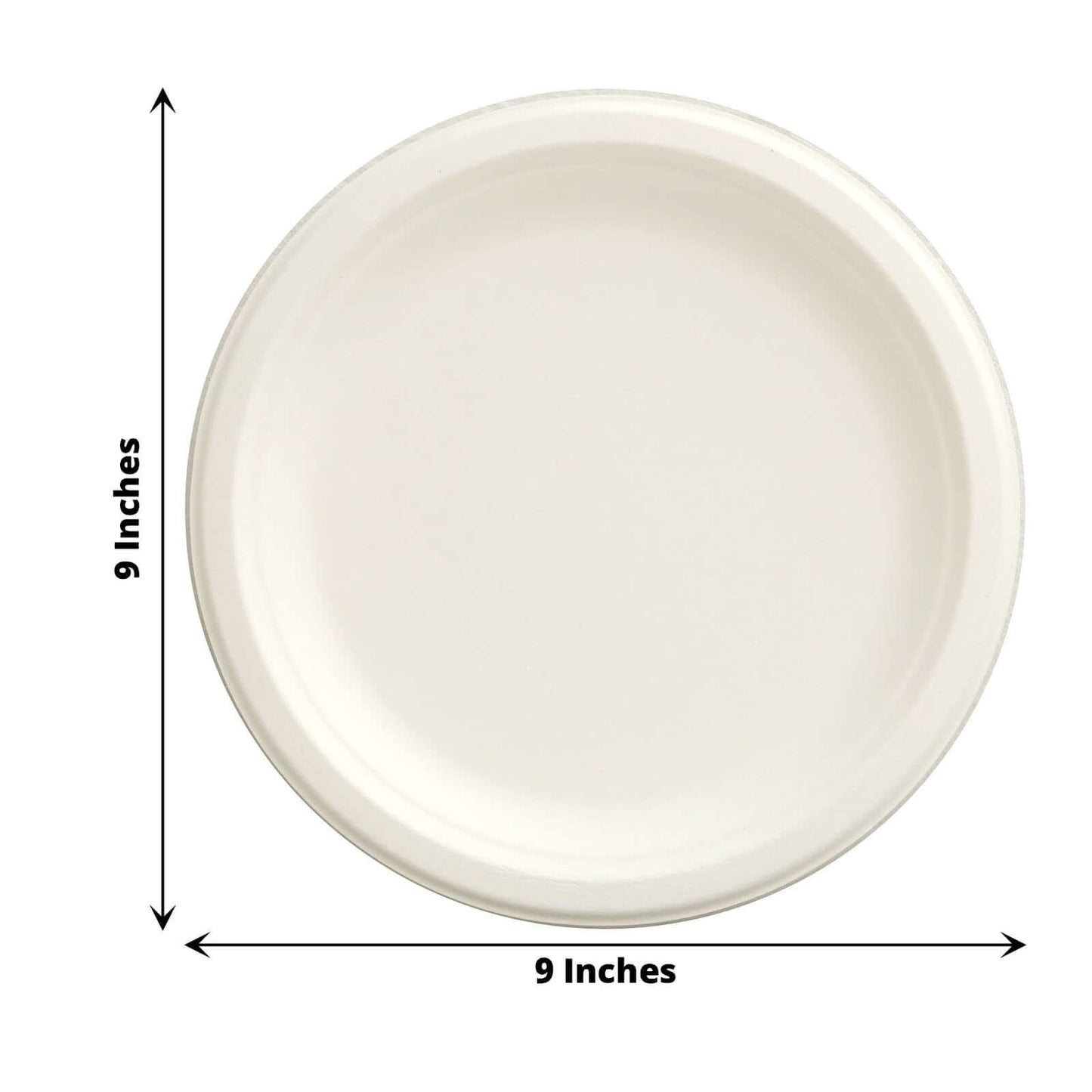 50-Pack Bagasse 9" Round Dinner Plates in White Biodegradable - Biodegradable Disposable Sugarcane Party Plates for Outdoor Celebrations & Picnics